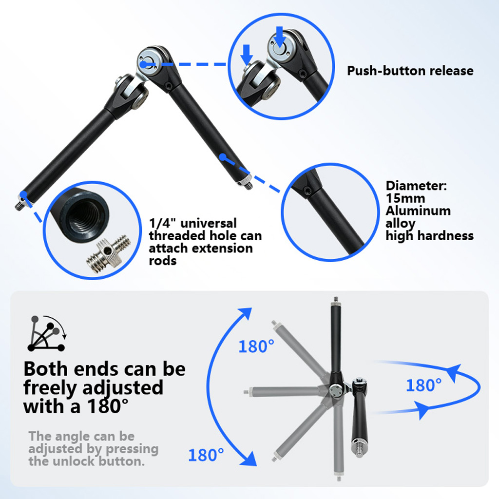 Monitor Arm Dual - 180 ° ขาตั้งแขนคู่แบบปรับได้พร้อมสกรู 1/4
