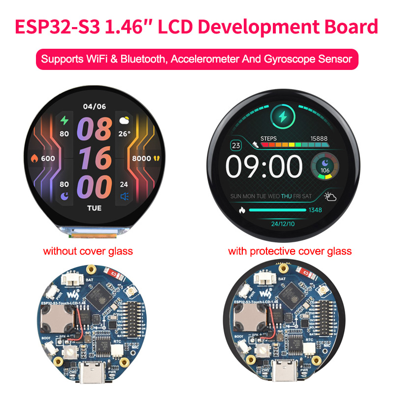 Monitor Arm Dual - หน้าจอทรงกลมขนาด 1.46 นิ้ว ESP32-S3 ความละเอียด 412x412