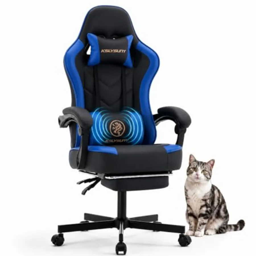 Home Office Design - เก้าอี้เกมมิ่งสำหรับใช้ในโฮมออฟฟิศ ดีไซน์พนักพิงสูงตามหลักสรีรศาสตร์ พร้อมเบาะหนัง PU ตาข่ายสีดำ รองรับเอวปรับระดับได้