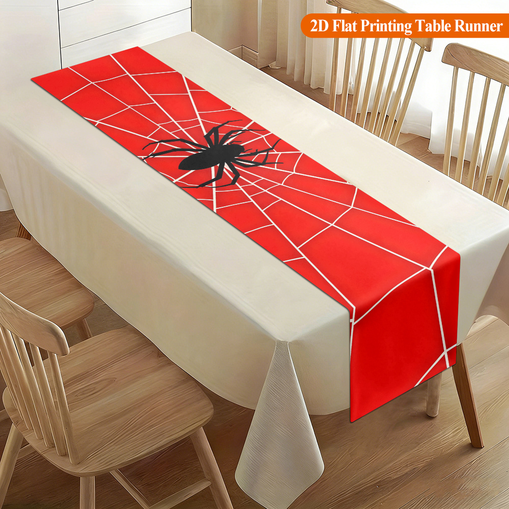Home Office News - ผ้าปูโต๊ะลายใยแมงมุมสีแดง 1 ชิ้น สำหรับตกแต่งงานปาร์ตี้ วันหยุด ใช้ในบ้าน
