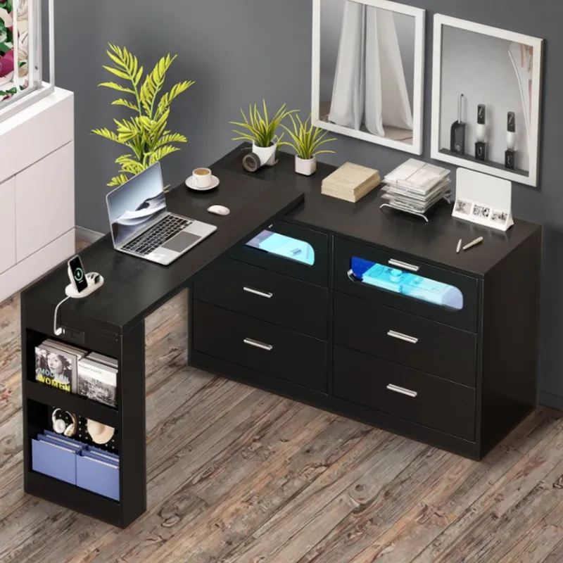 โต๊ะทำงานรูปตัว L พร้อมเต้าเสี - Home Office L Shaped Desk บทวิจารณ์และราคา