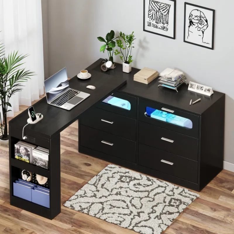 โต๊ะทำงานรูปตัว L พร้อมเต้าเสี - Home Office L Shaped Desk บทวิจารณ์และราคา