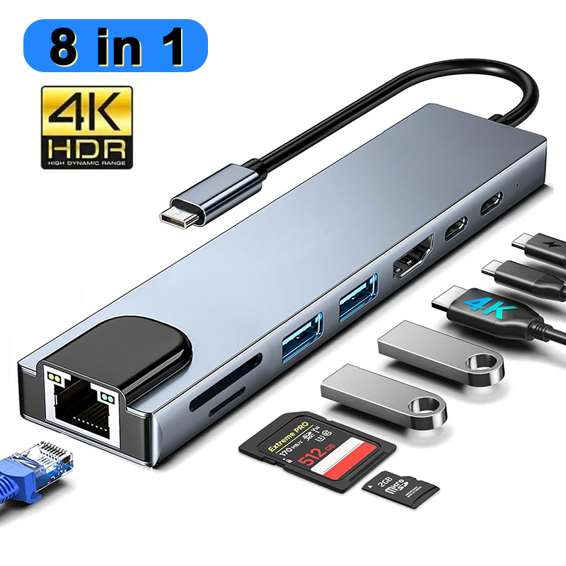 8 In 1 USB Type C Hub สําหรับ  - Home Office For Mac บทวิจารณ์และราคา