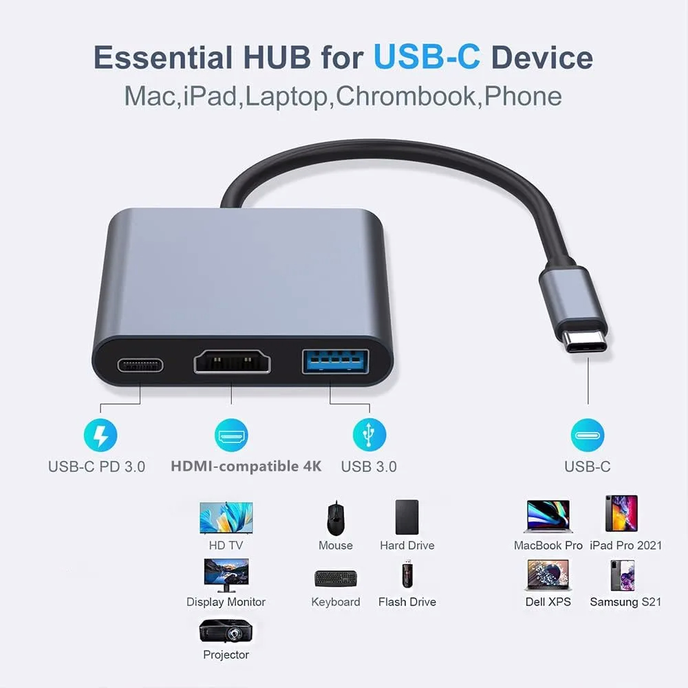 3 in 1 USB-C ฮับ USB ตัวผู้กับ - Home Office For Mac บทวิจารณ์และราคา