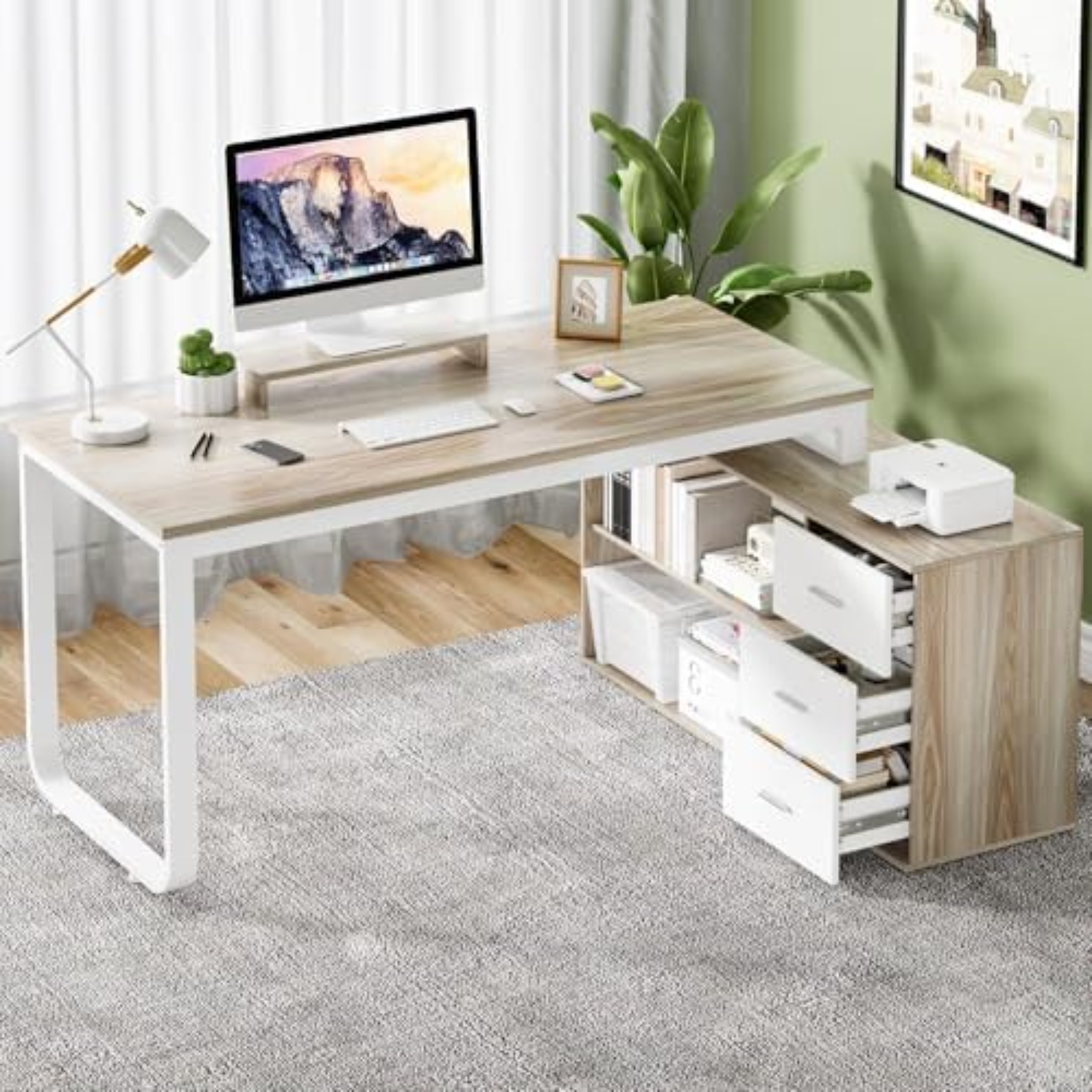 โต๊ะทำงานรูปตัว L ขนาด 55 นิ้ว - Home Office L Shaped Desk บทวิจารณ์และราคา