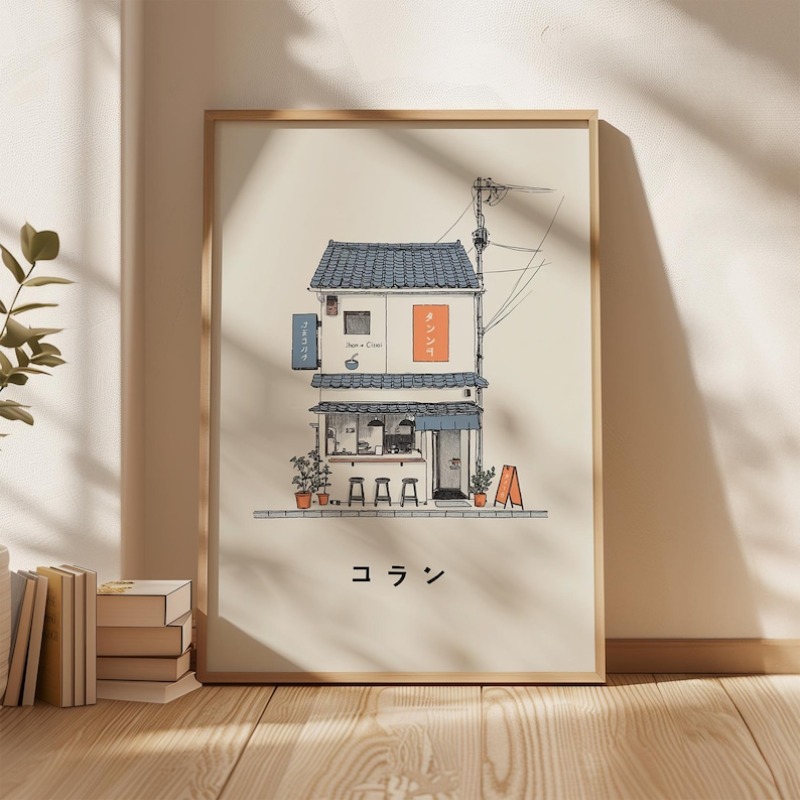ภาพพิมพ์บนผ้าใบร้านราเม็งญี่ปุ - Home Office Youtube บทวิจารณ์และราคา