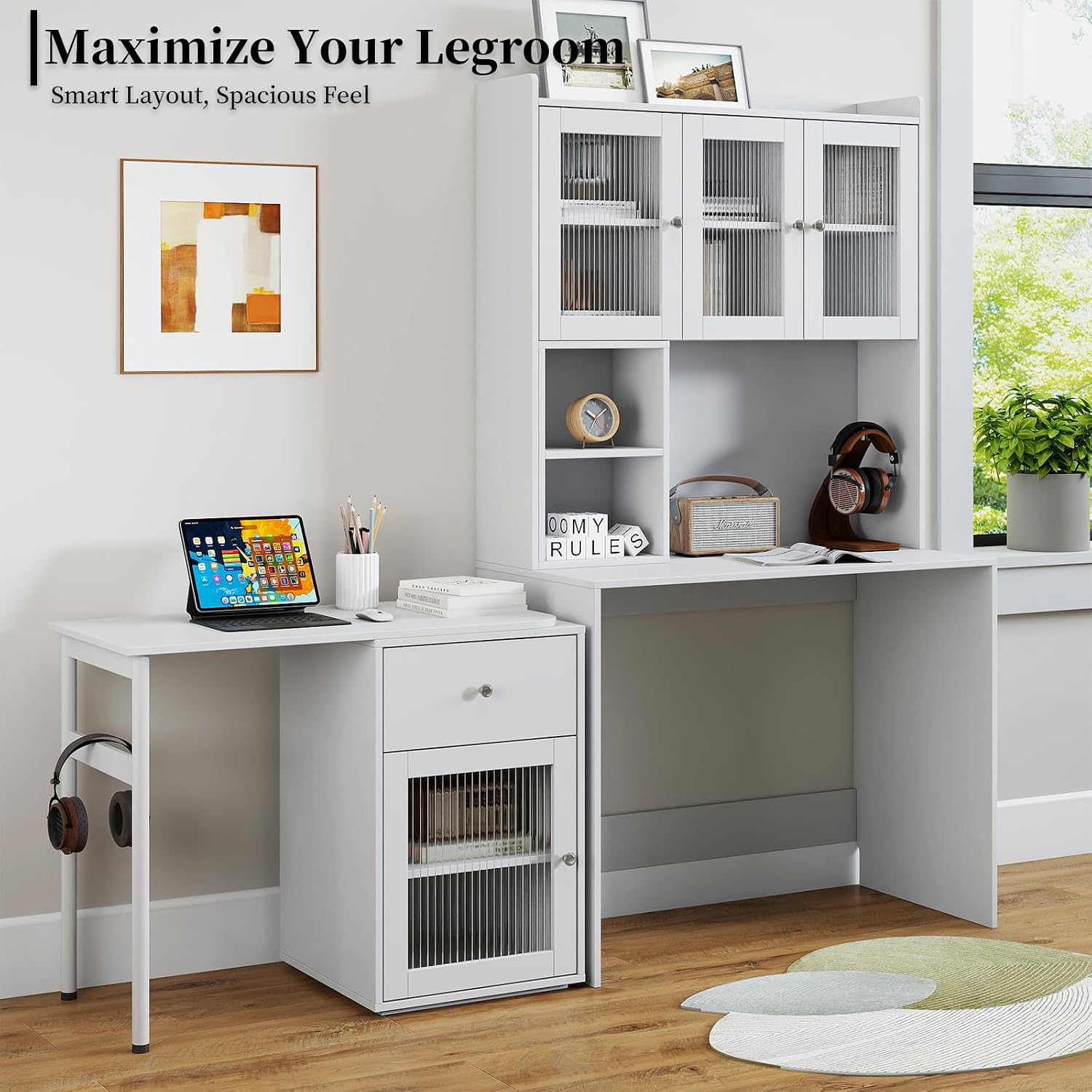 โต๊ะทำงานที่บ้านพร้อมตู้เก็บเอ - Home Office L Shaped Desk บทวิจารณ์และราคา