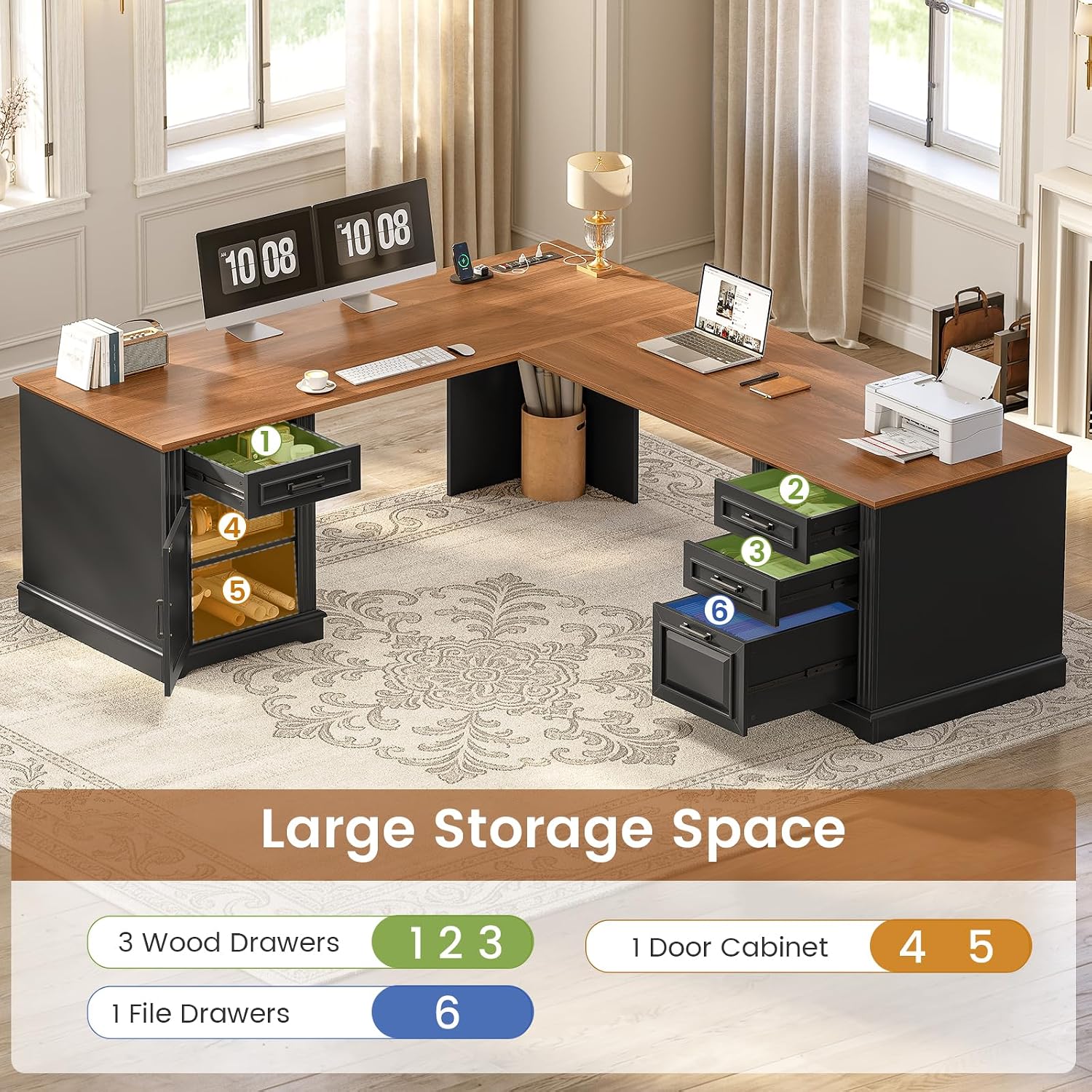 โต๊ะทำงานผู้บริหารรูปตัว L พร้ - Home Office L Shaped Desk บทวิจารณ์และราคา