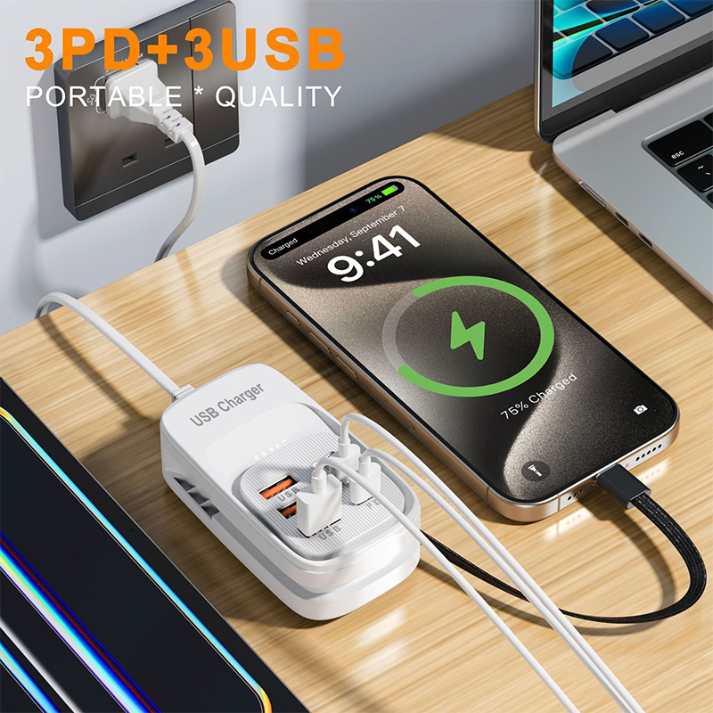 ปลั๊กพ่วงชาร์จเร็ว 6 in 1 พร้อ - Power Strip Desk บทวิจารณ์และราคา