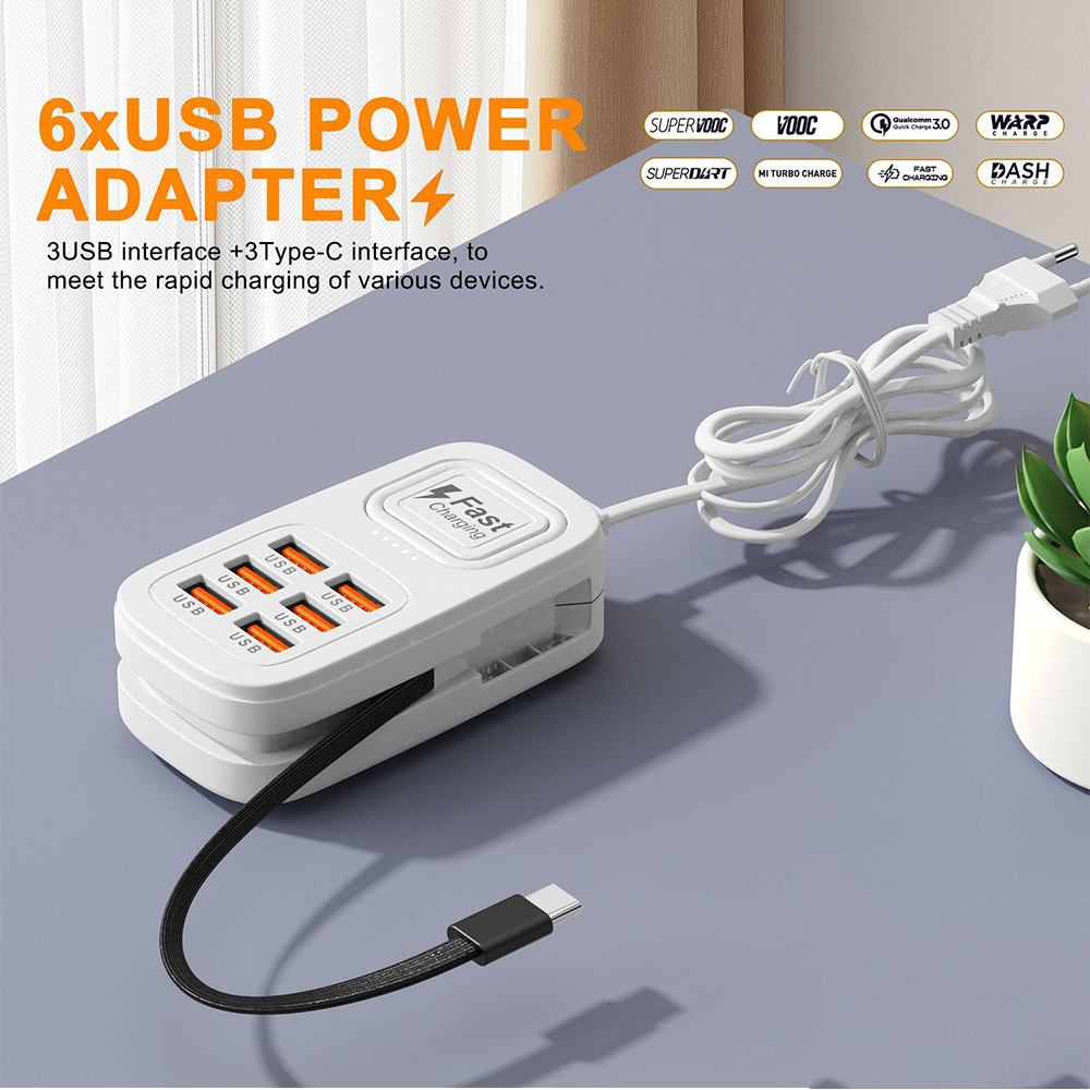 ปลั๊กพ่วงชาร์จเร็ว 6 in 1 พร้อ - Power Strip Desk บทวิจารณ์และราคา