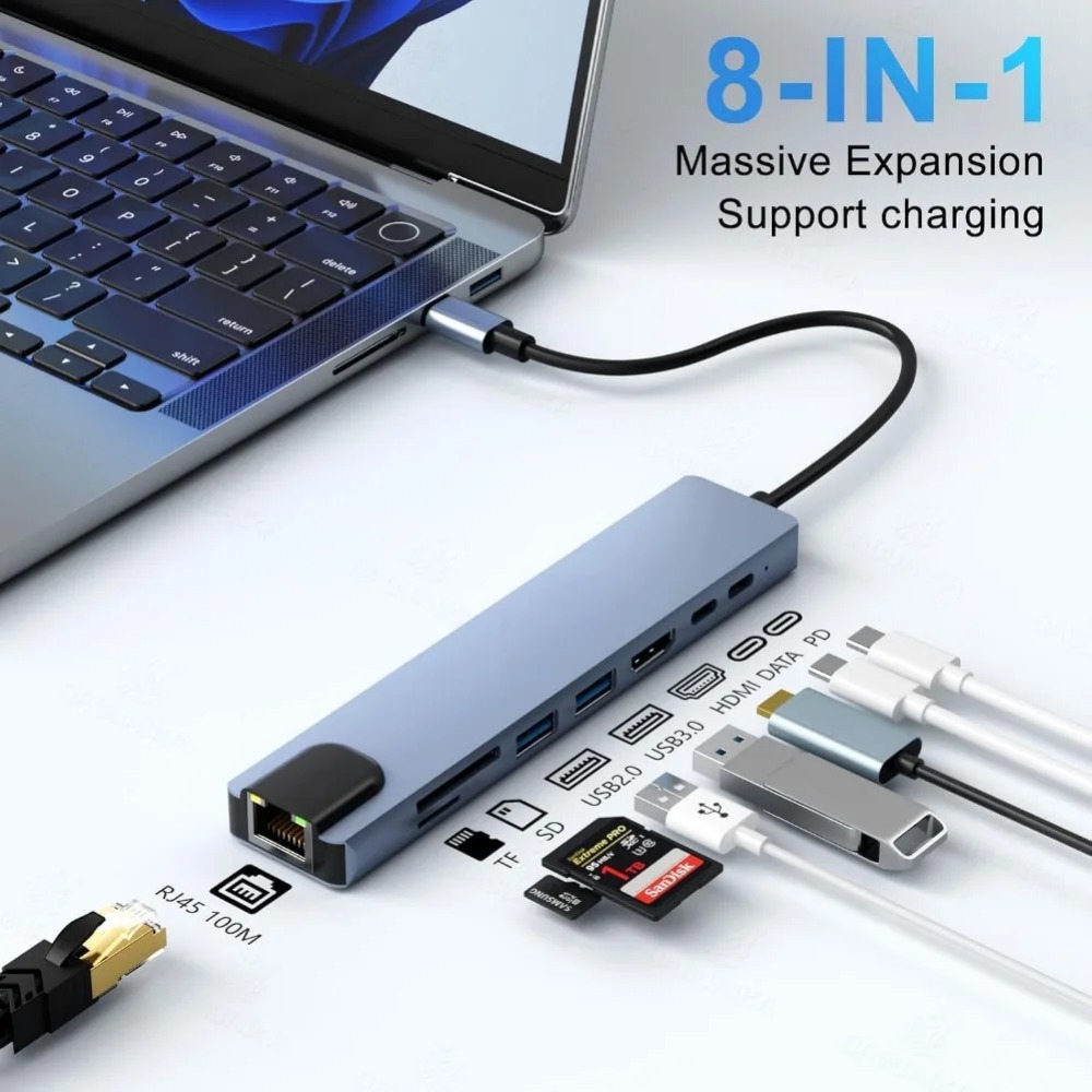 ฮับ USB C 8/7 in 1 อะแดปเตอร์  - Home Office For Mac บทวิจารณ์และราคา