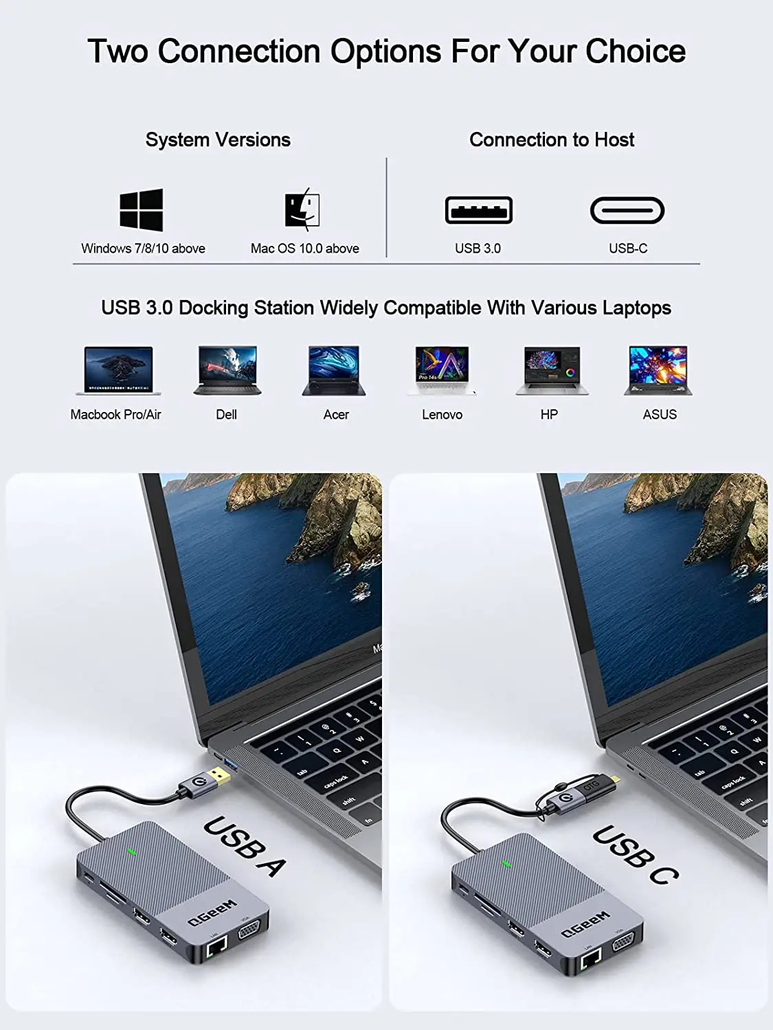 QGeeM USB 3.0 Docking Station, - Home Office For Mac บทวิจารณ์และราคา