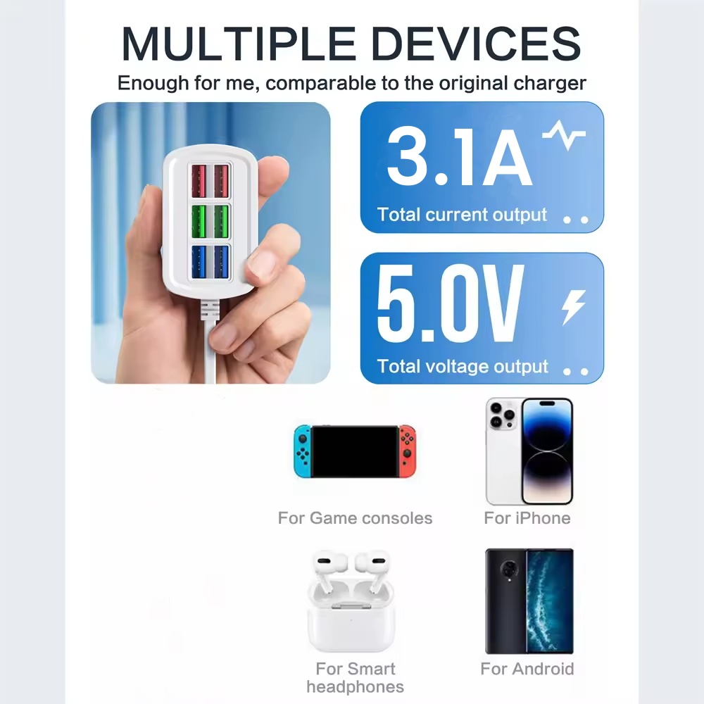 Elough 6 USB Charger Power Str - Power Strip Desk บทวิจารณ์และราคา
