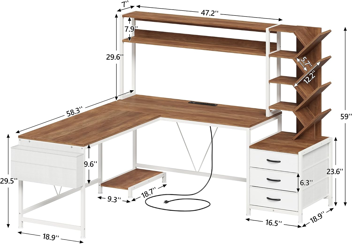 โต๊ะทำงานรูปตัว L ขนาด 63 นิ้ว - Home Office L Shaped Desk บทวิจารณ์และราคา