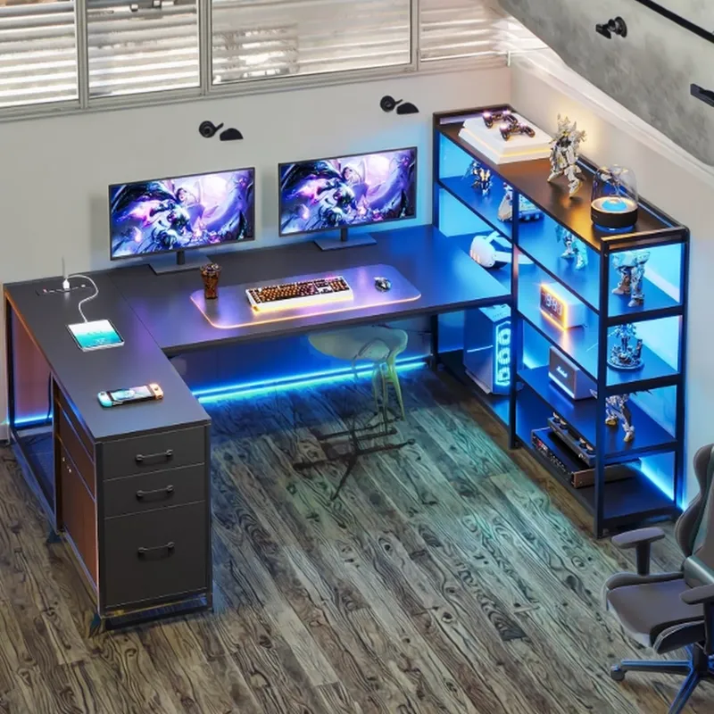 โต๊ะเกมมิ่งรูปตัว L แบบสองด้าน - Home Office L Shaped Desk บทวิจารณ์และราคา